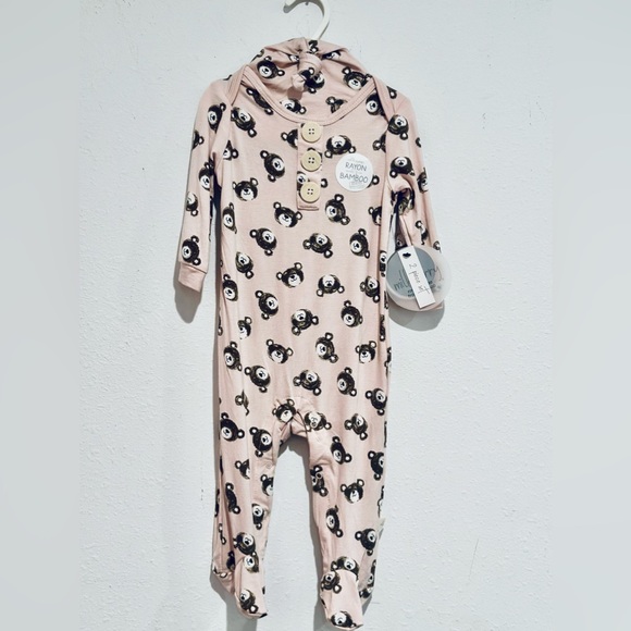 NWT Milkberry 100% RAYON BAMBOO 2PC SLEEPER W/BONNET/HAT BABYGIRL 6-9 months - Picture 3 of 15
